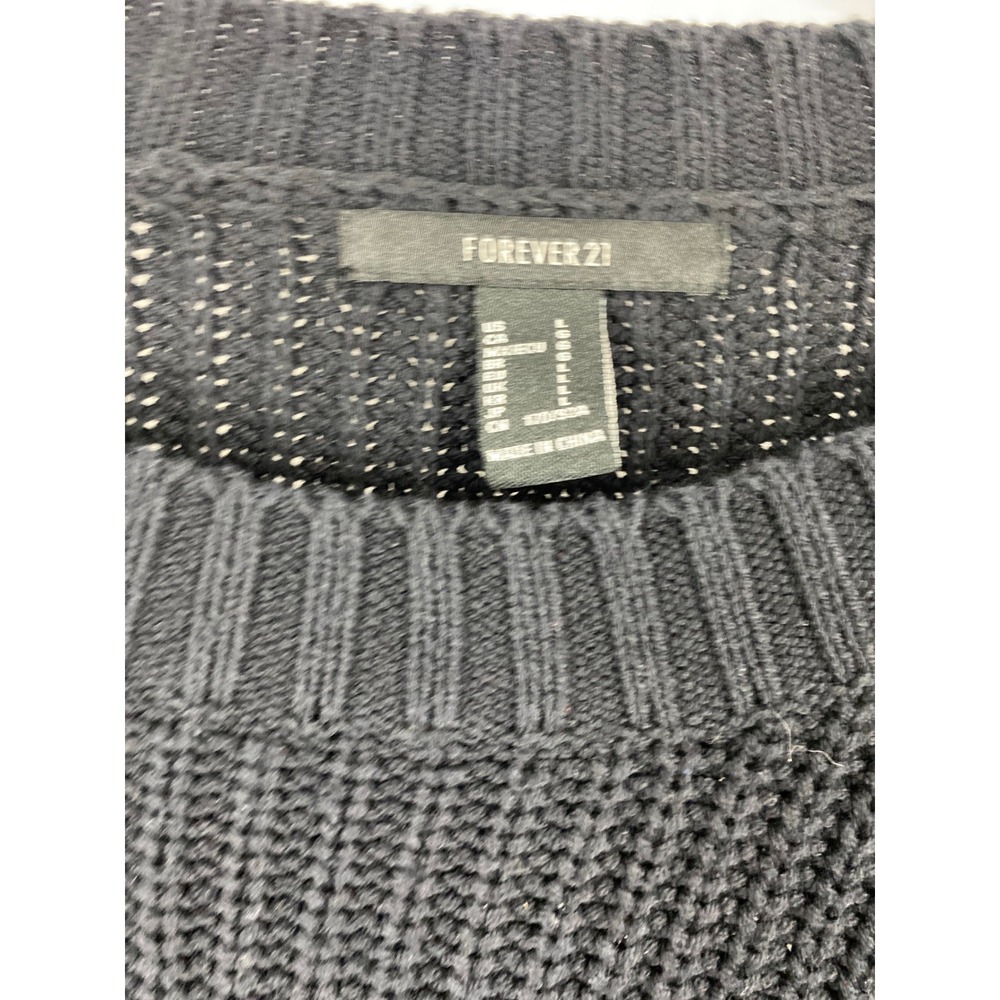Forever 21 Womens Black‎ Abstract Face Line Art Ribbed Knit Sweater Large - Picture 8 of 11